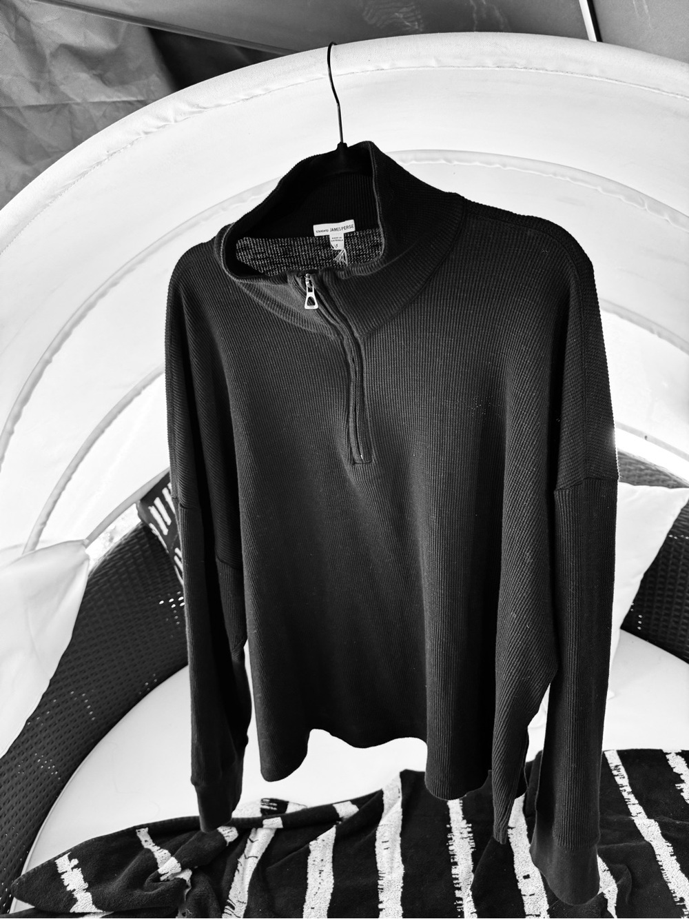 James Perse White Half-Zip Thermal Pull-Over White NWT Women Size 4/XL